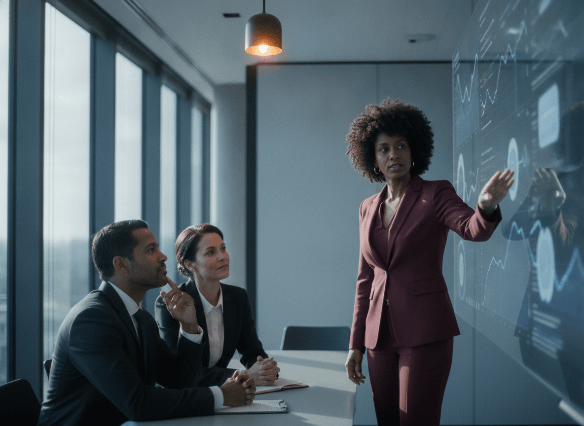 A Chief Transformation Officer presenting a proven result to the CEO and CFO