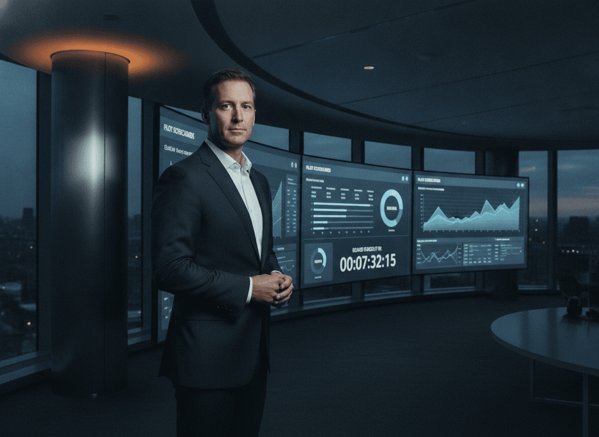 A Chief Transformation Officer before a transformation portfolio board