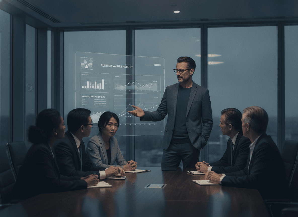 A Chief AI Officer presenting verified results to the board