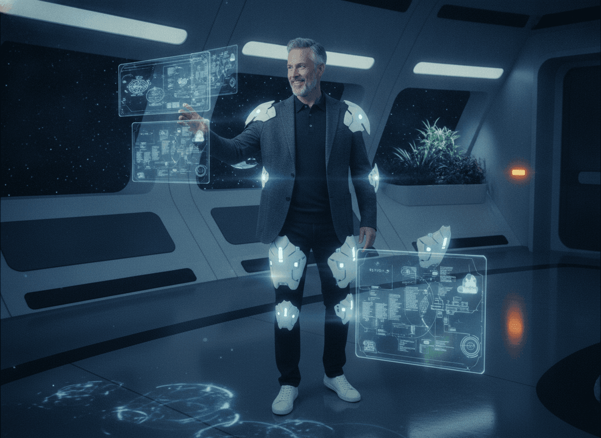 A CIO commanding holographic enterprise system maps